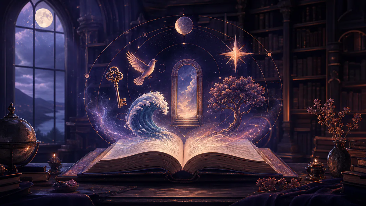 Dreamlike editorial illustration for Dream Dictionary App for Android