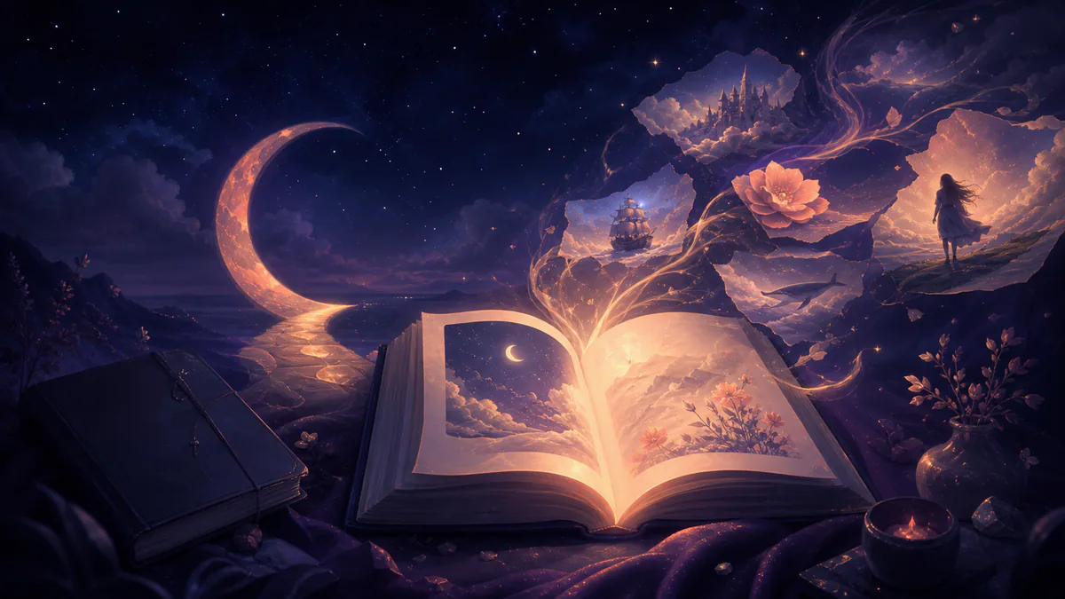 Dreamlike editorial illustration for DreamApp Alternative for Android Dream Journaling