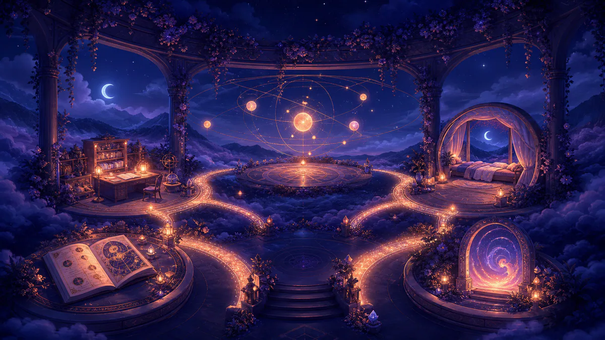 Dreamlike editorial illustration for Dream Guides