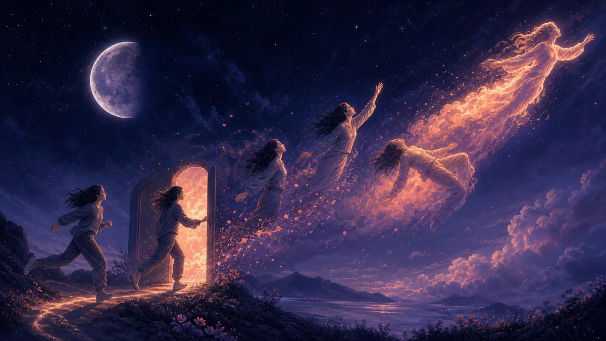 Dreamlike editorial illustration for Actions Dream Symbols