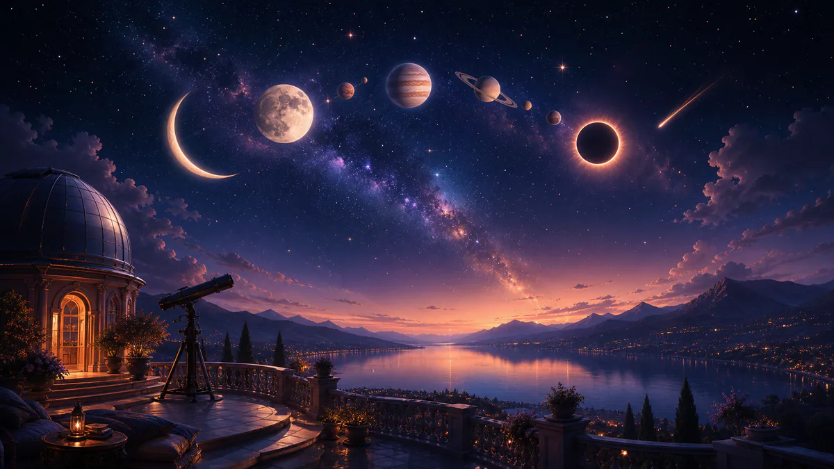 Dreamlike editorial illustration for Celestial Dream Symbols