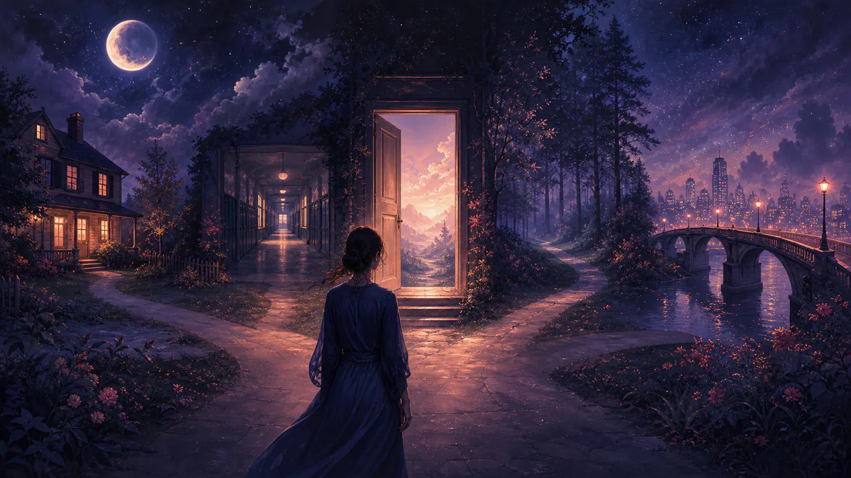 Dreamlike editorial illustration for Places Dream Symbols