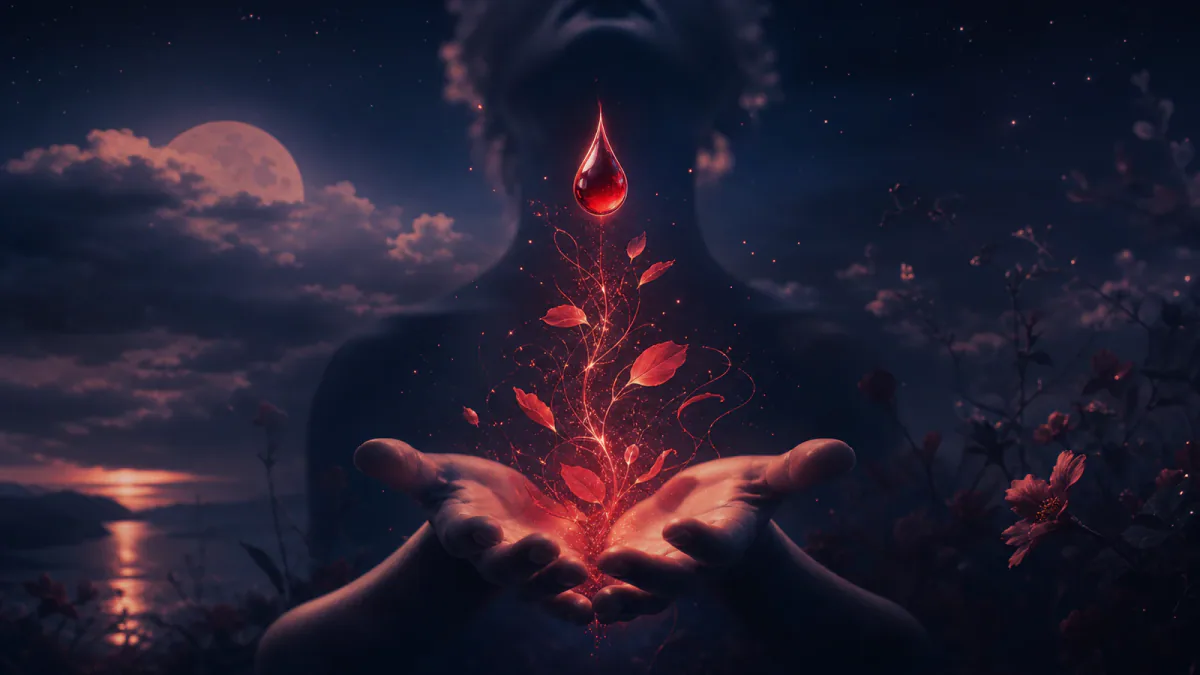 Dreamlike illustration representing the symbol Blood
