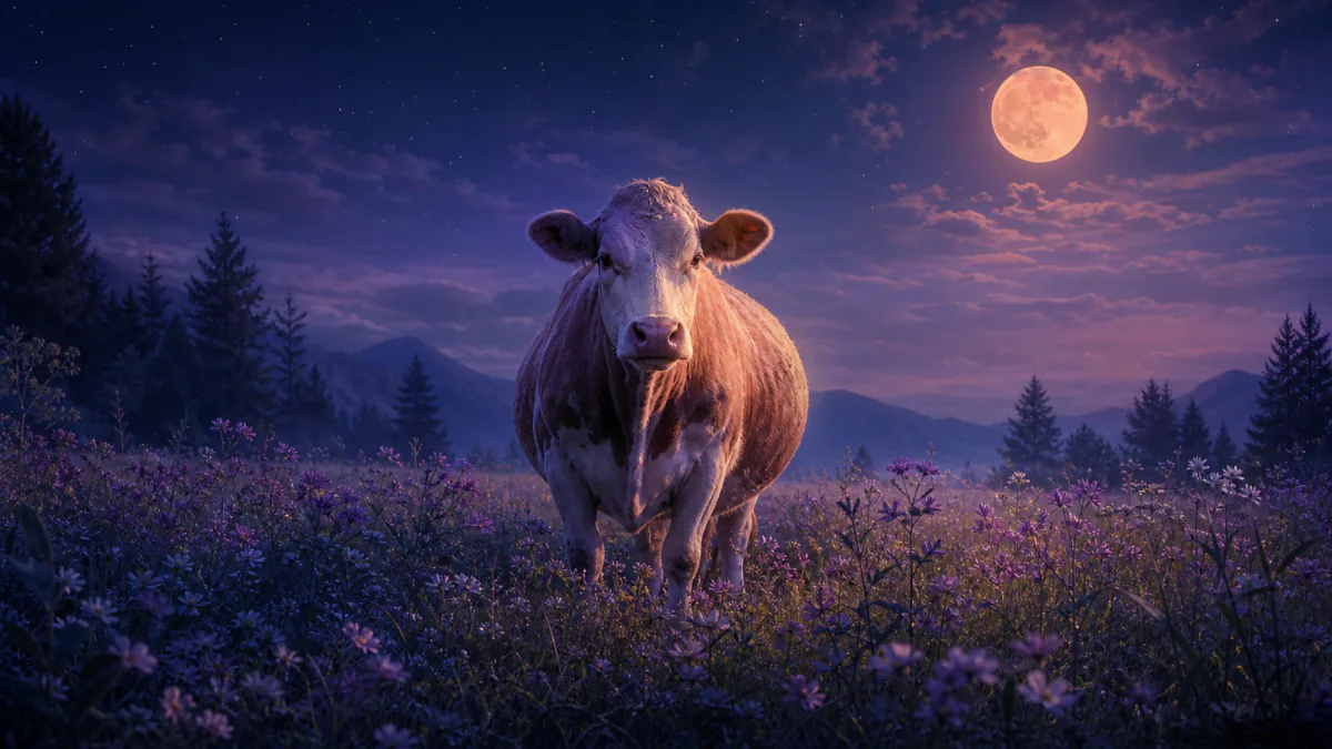 Dreamlike illustration representing the symbol Cow