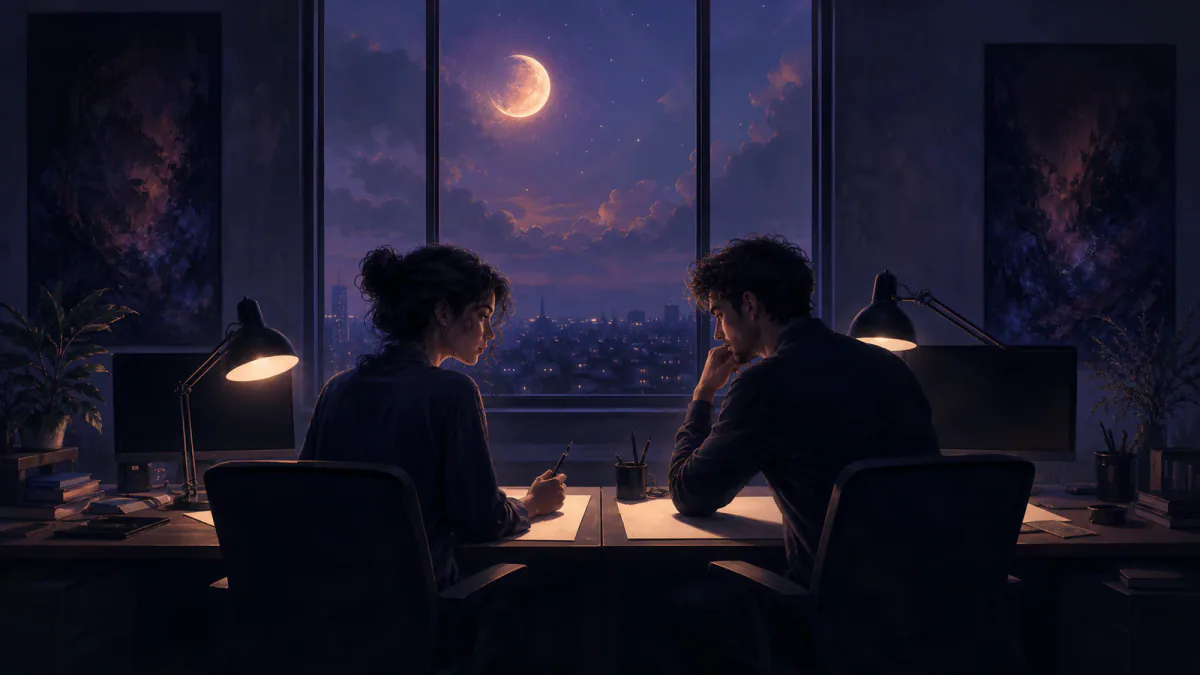Dreamlike illustration representing the symbol Coworker