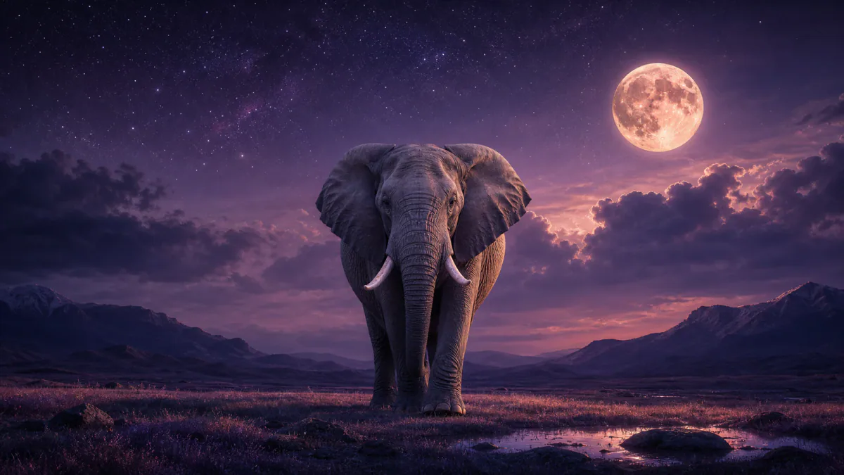 Dreamlike illustration representing the symbol Elephant
