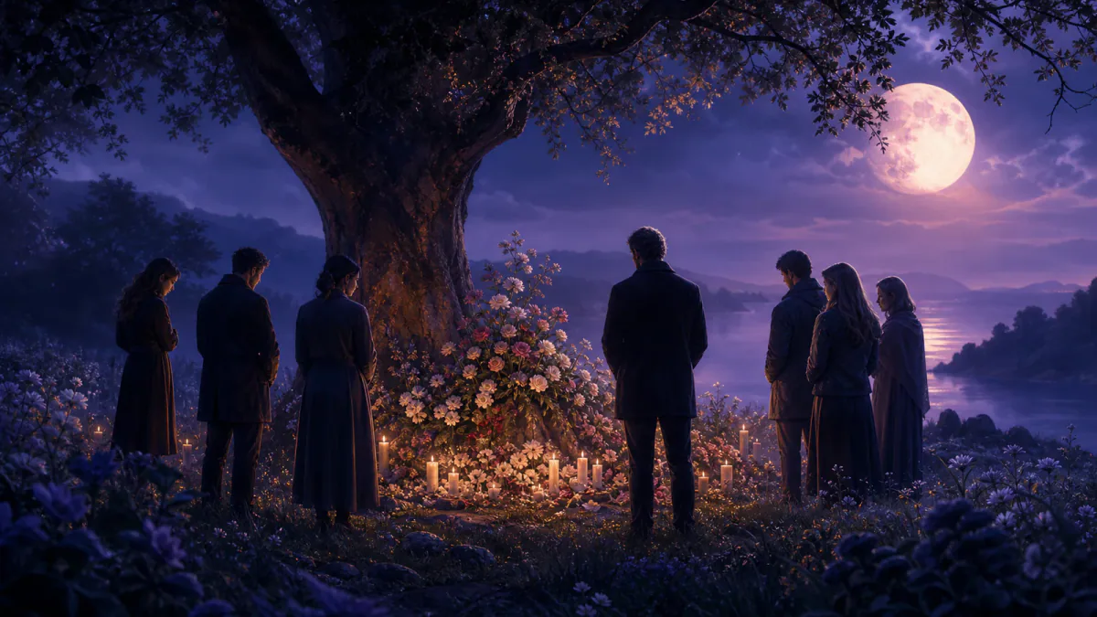 Dreamlike illustration representing the symbol Funeral