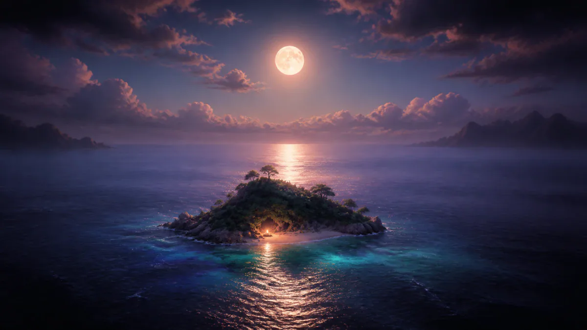 Dreamlike illustration representing the symbol Island