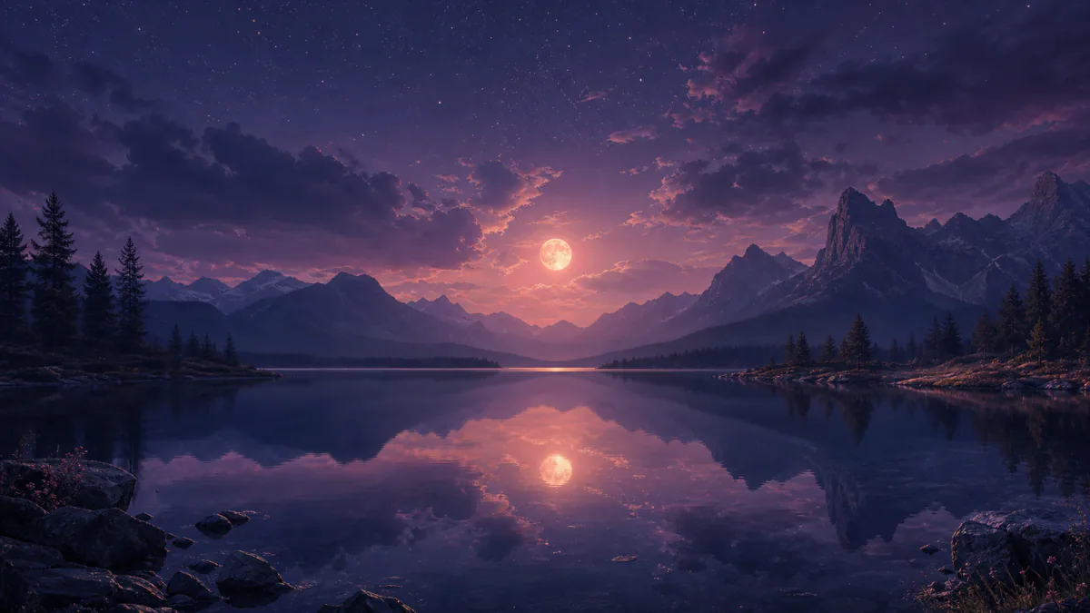 Dreamlike illustration representing the symbol Lake