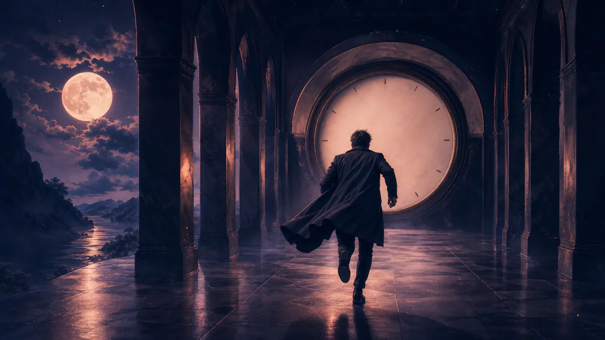 Dreamlike illustration representing the symbol Being late