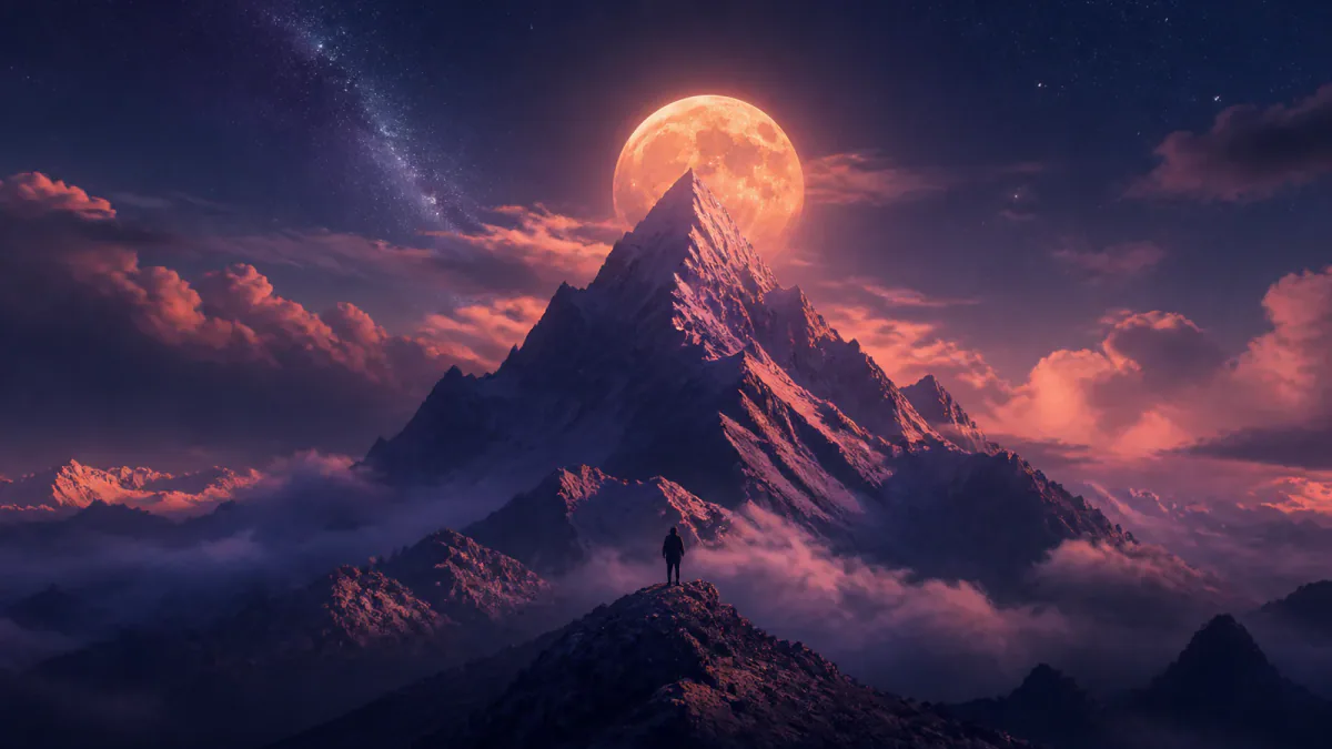 Dreamlike illustration representing the symbol Mountain