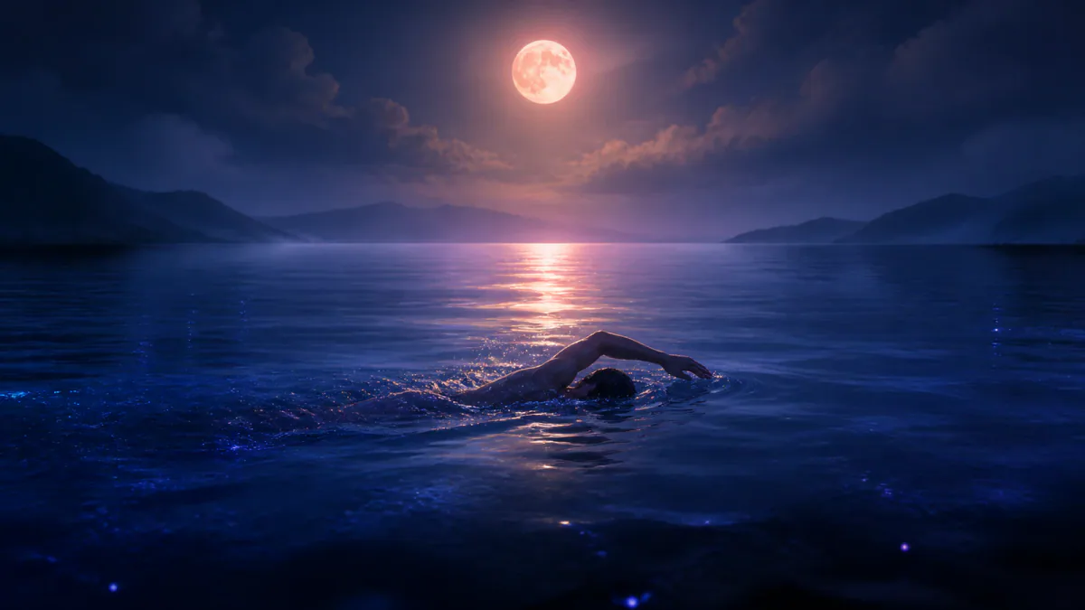 Dreamlike illustration representing the symbol Swimming